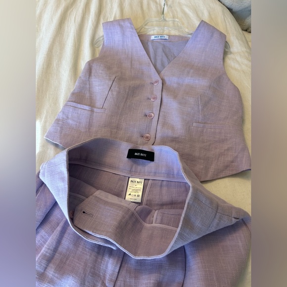 Daze Dayz Lavender Vest & Hi Rise Shorts Set Size M Ramie Cotton Spring Easter - Picture 7 of 9